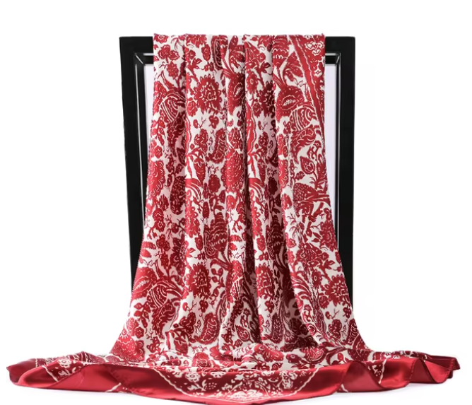 Scarlet Garden Reverie Silk Scarf